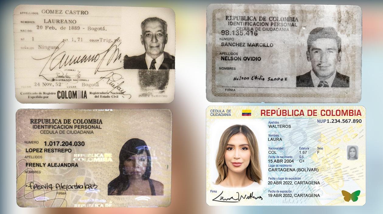 Los 4 formatos que se han utilizado en la historia de la cédula colombiana.