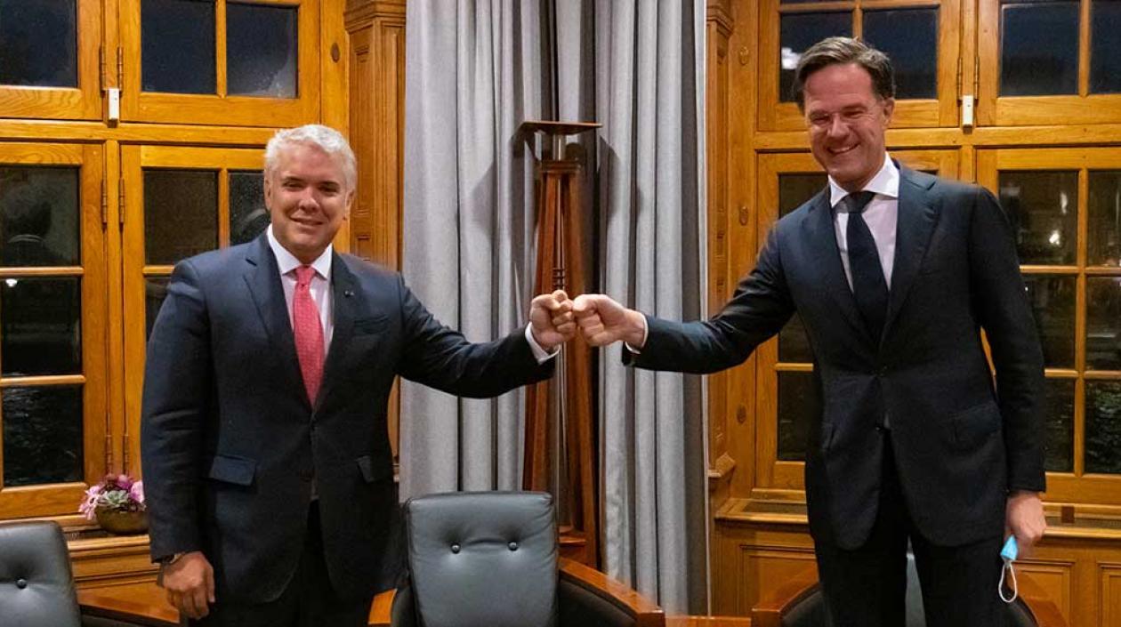 El presidente de Colombia, Iván Duque, y el primer ministro de Países Bajos, Mark Rutte.