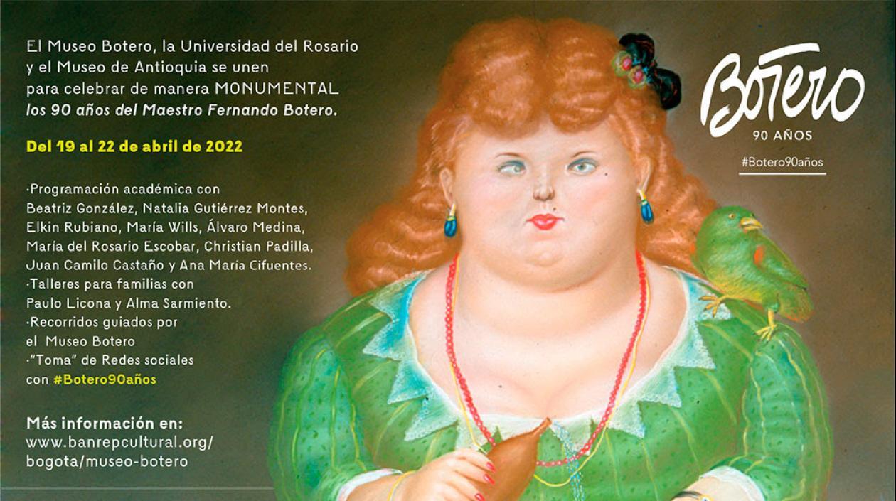 Afiche de promoción de la celebración de los 90 años de Fernando Botero.