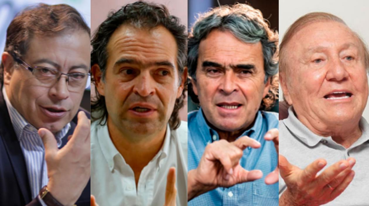 Los candidatos presidenciales Gustavo Petro, Federico Gutiérrez, Sergio Fajardo y Rodolfo Hernández