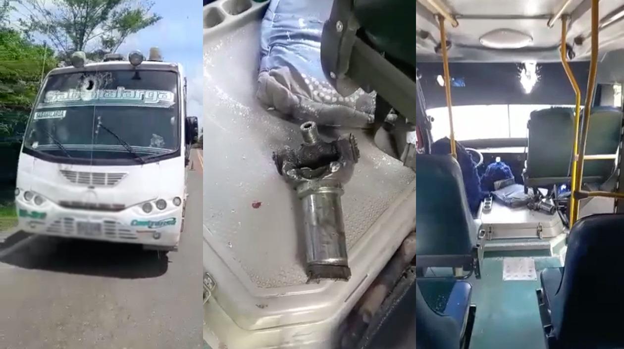 Sistema mecánico que impactó al bus de Sabanalarga. 