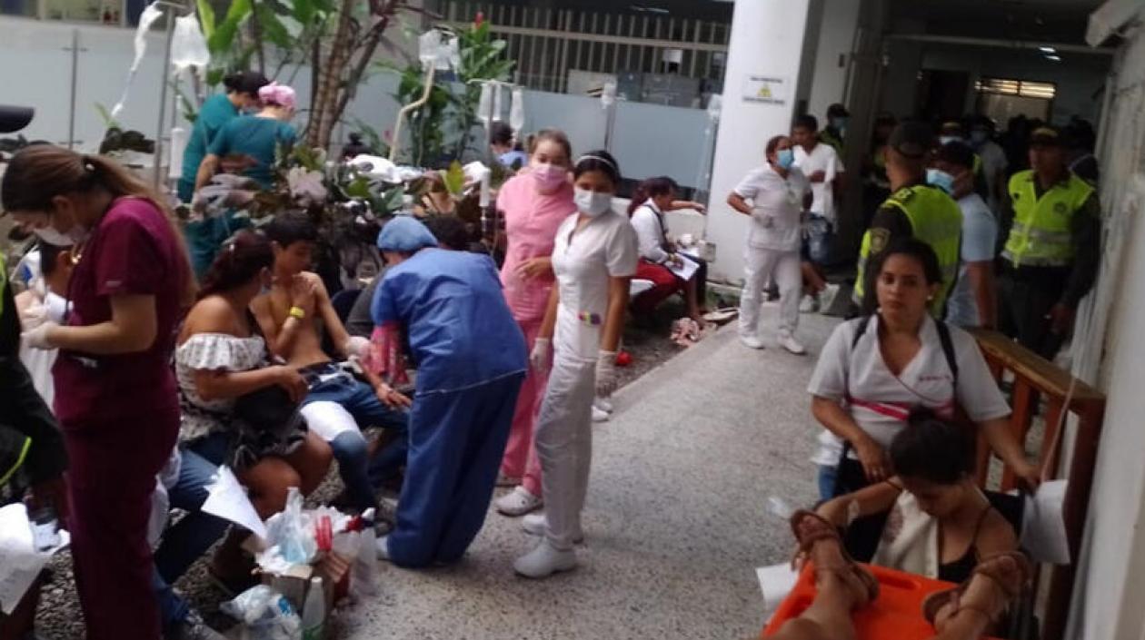 Aspecto del congestionamiento en el Hospital San Rafael, de El Espinal