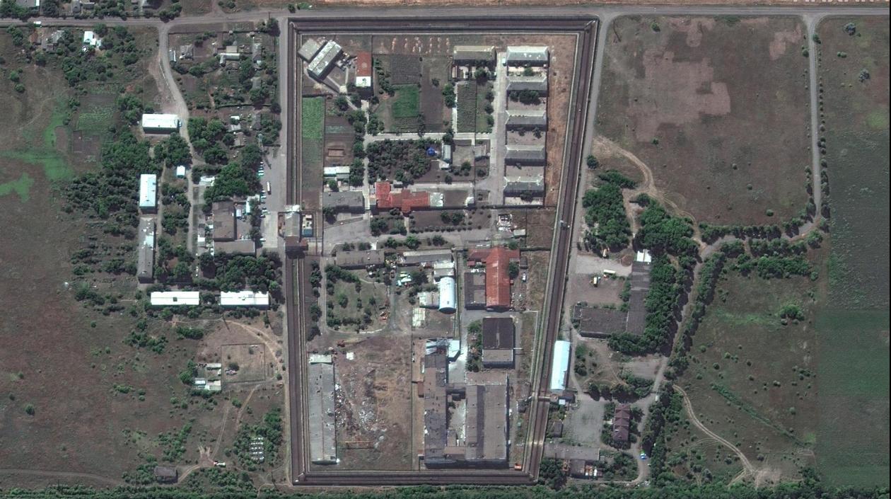 Vista aérea de la prisión de Olenivka, en Ucrania