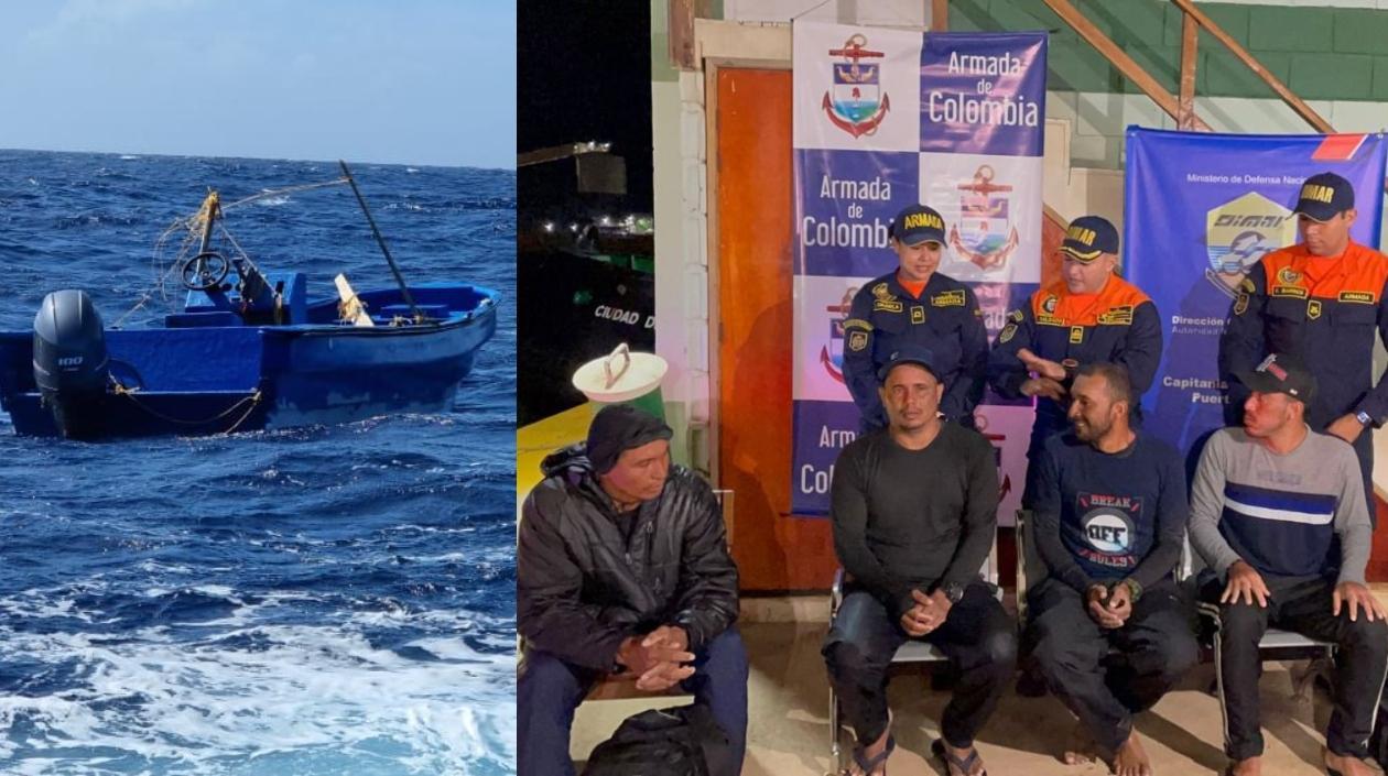 Los cuatro pescadores rescatados.