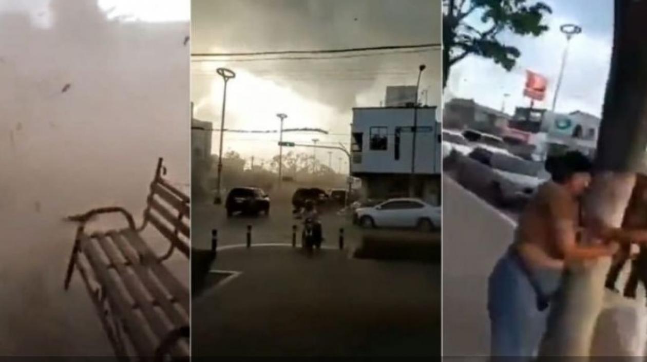 Tres escenas dramáticas del paso del tornado por Guamúchil, Sinaloa.