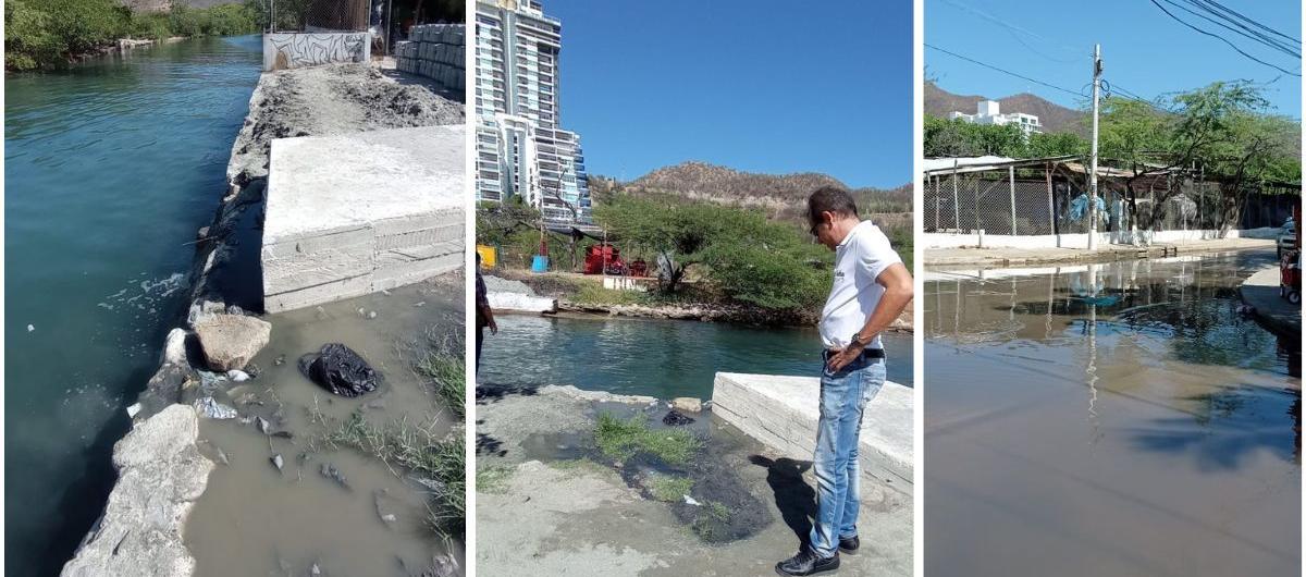 Rebosamiento de aguas residuales en El Rodadero, un grave problema.