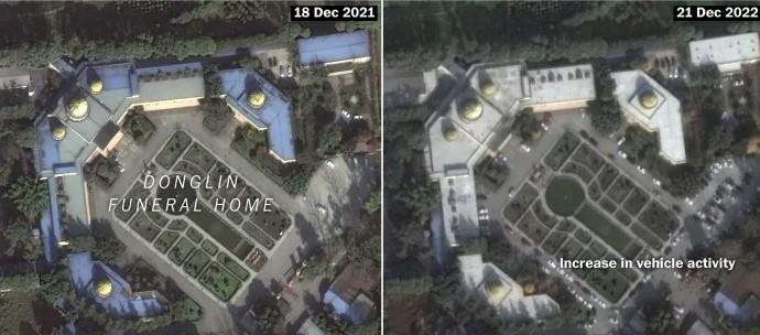 Por rebrote de Covid, revelan imágenes de satélite de multitudes en los crematorios chinos