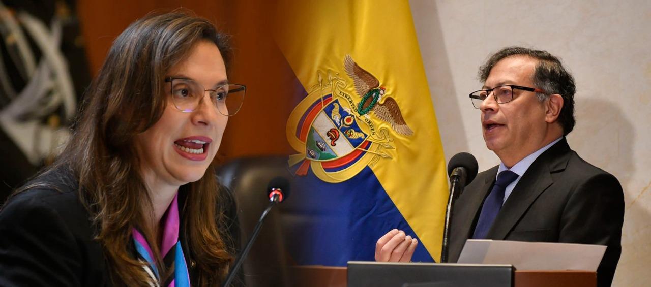 La magistrada Natalia Ángel Cobo en la audiencia con el Presidente Gustavo Petro.