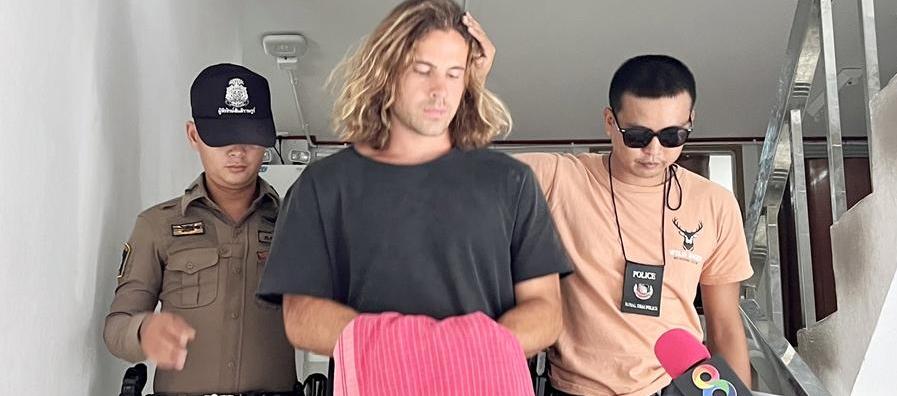 Daniel Sancho siendo arrestado por las autoridades tailandesas.