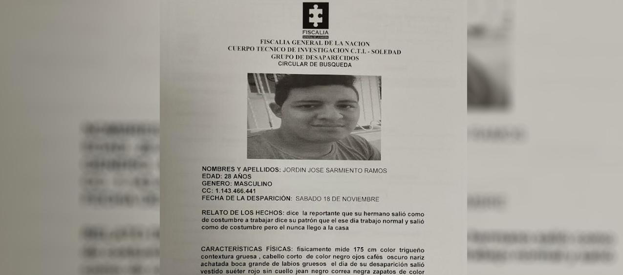 Jordin José Sarmiento Ramos, desaparecido.