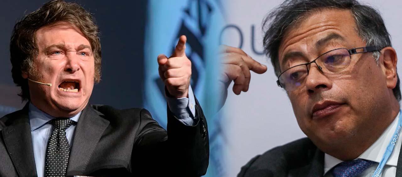 Javier Milei, Presidente electo de Argentina y Gustavo Petro, Presidente de Colombia.