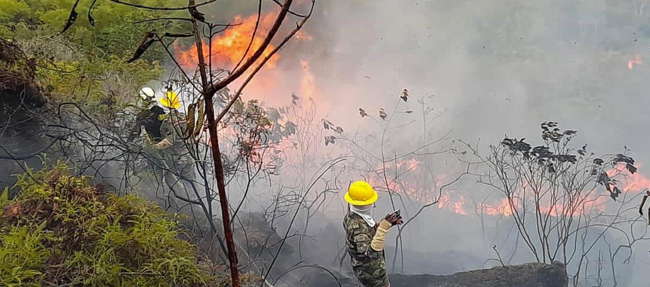 Ejército controlando las llamas de los incendios.
