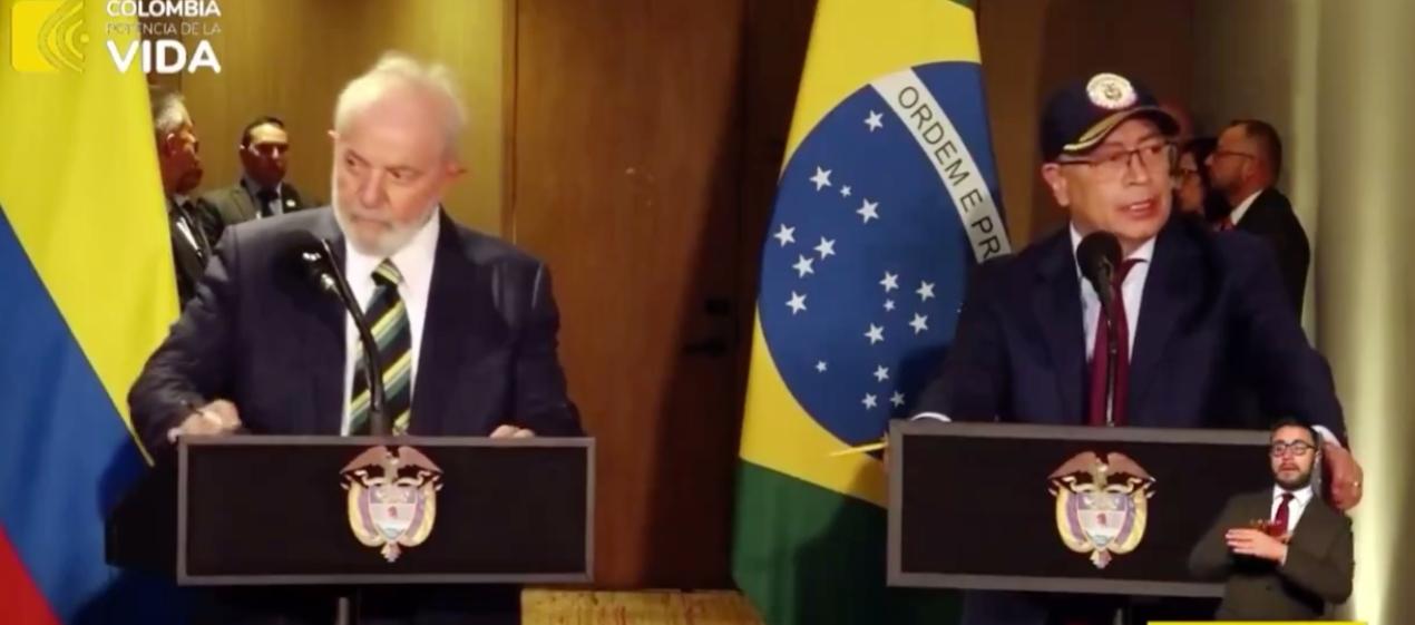 Los presidentes de Brasil, Luiz Inácio Lula da Silva, y Colombia, Gustavo Petro