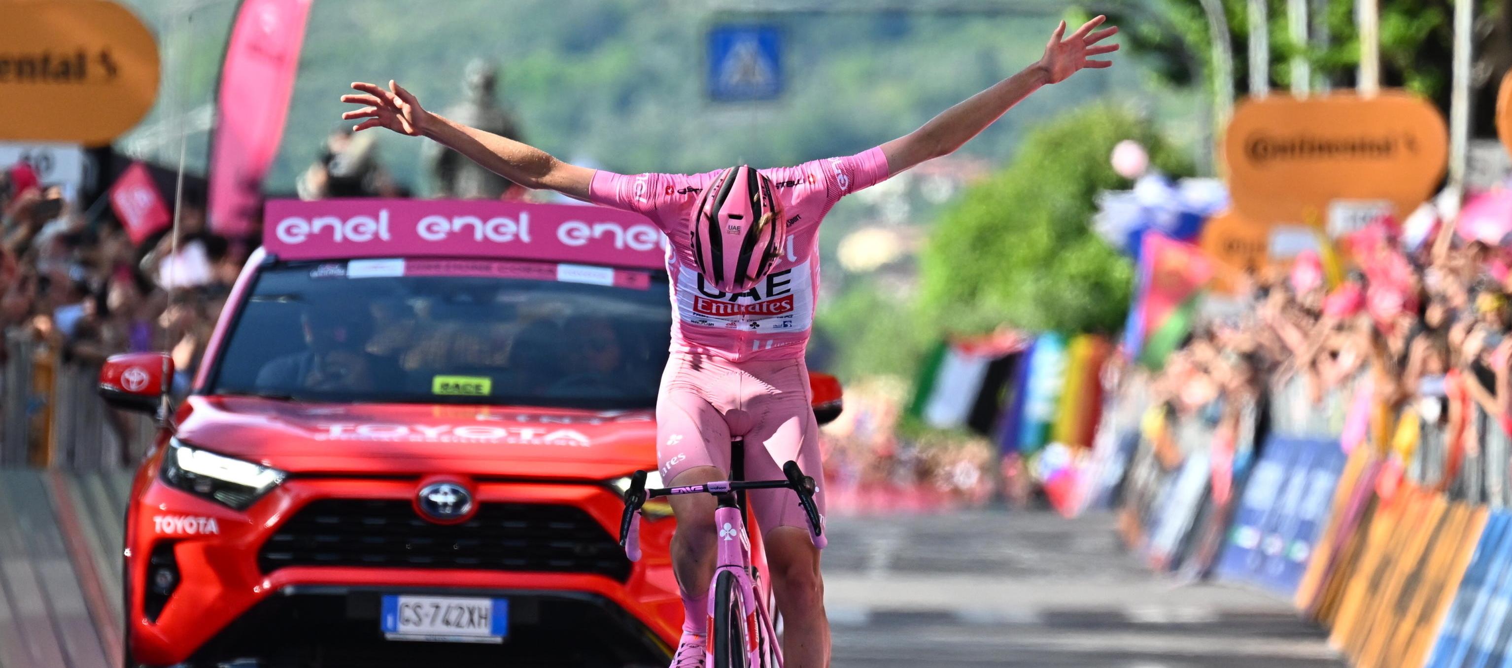 El amo y señor del Giro de Italia, Tadej Pogacar, tras lograr su sexta victoria parcial.