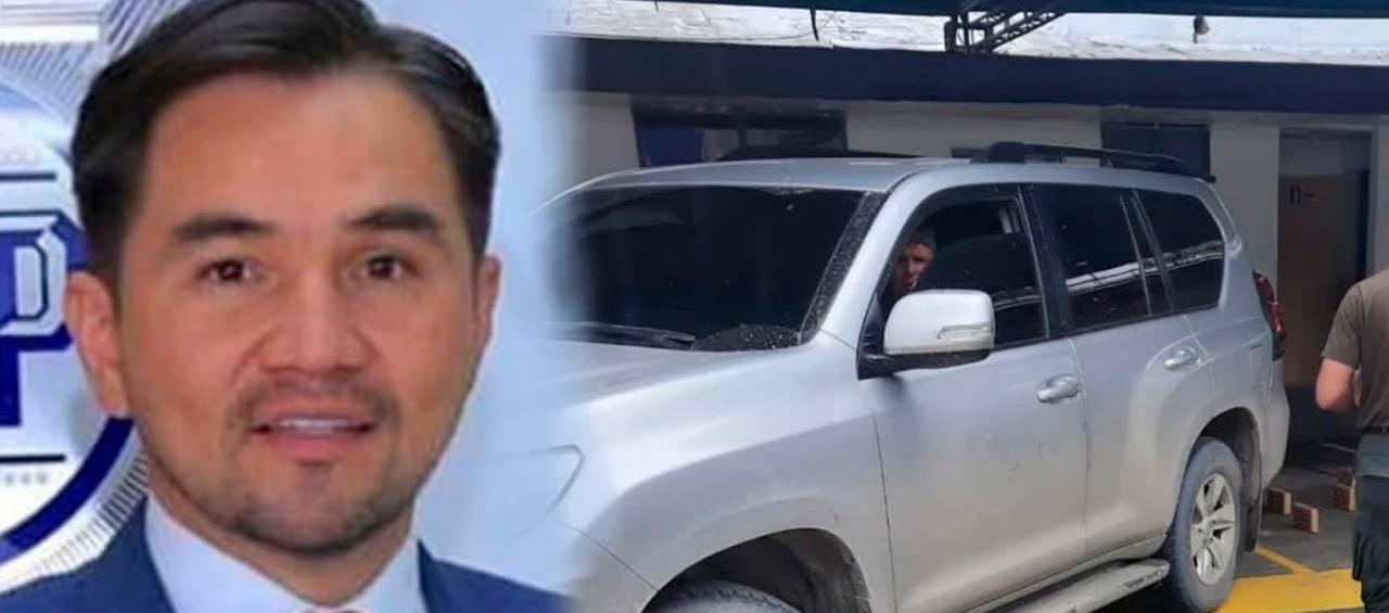 Ronald Rodríguez, exsubdirector de la UNP, y el vehículo encontrado con droga.