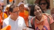 El Gobernador del Magdalena y la Ministra de Ambiente en las marchas de este Primero de Mayo. 