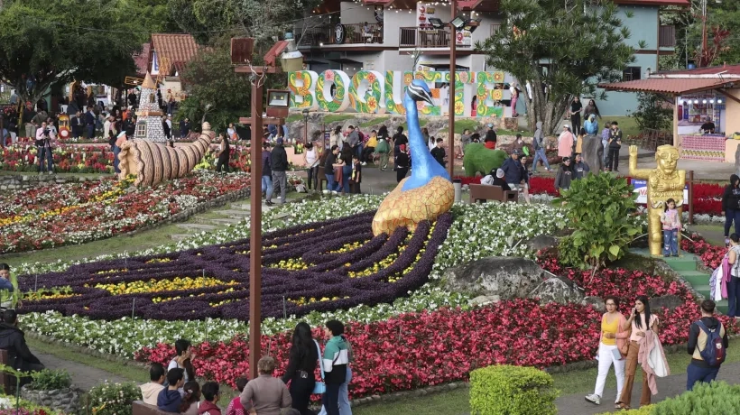 Personas recorren la Feria de las Flores y el Café este miércoles, en Panamá. 