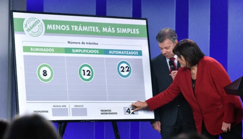 Juan Manuel Santos, presidente, durante el balance de "Menos trámites, más simples".