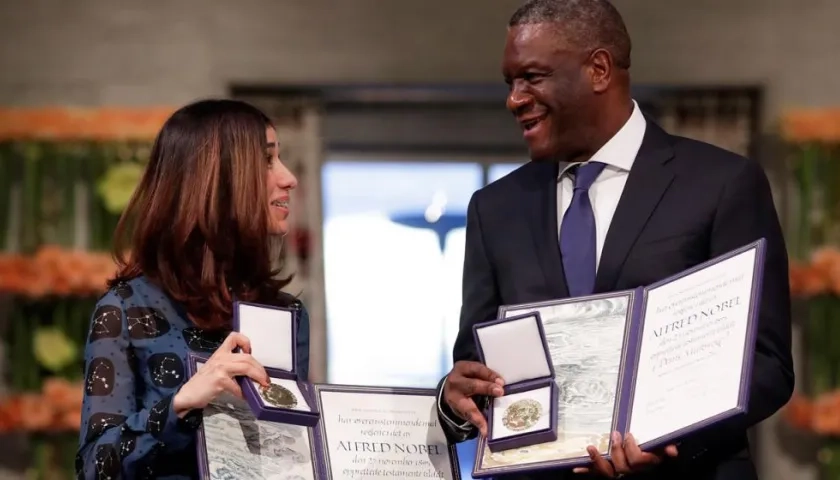 La activista iraquí Nadia Murad y el médico congoleño Denis Mukwege