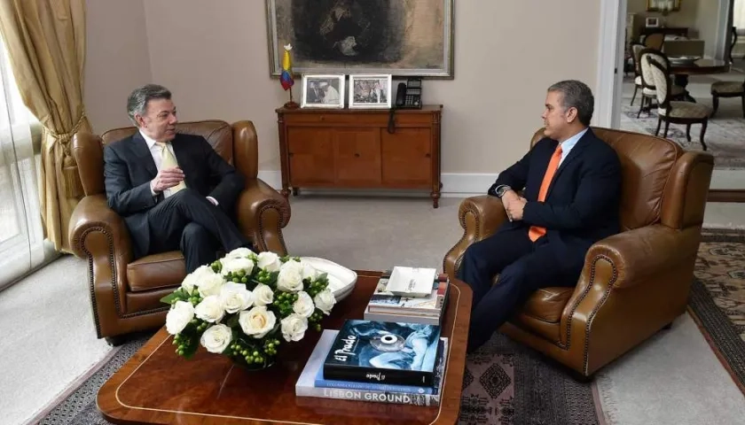 Antes de la reunión en el despacho presidencial, Santos y Duque tuvieron un encuentro privado.