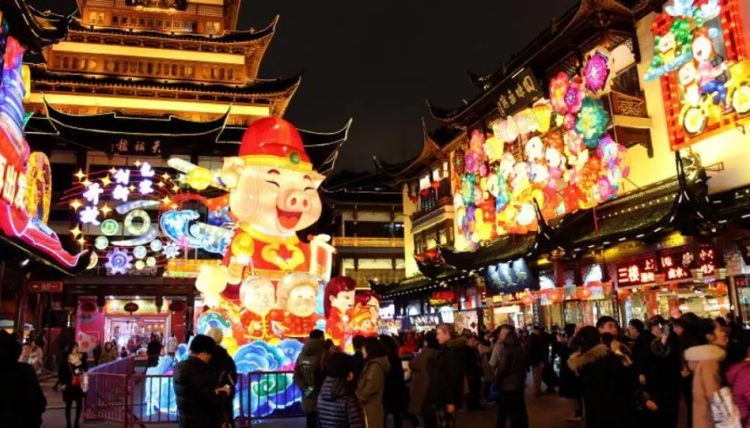 Imagen de la celebración del Año del Cerdo en China.