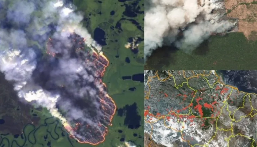 Imágenes del incendio en la Amazonía de Brasil.