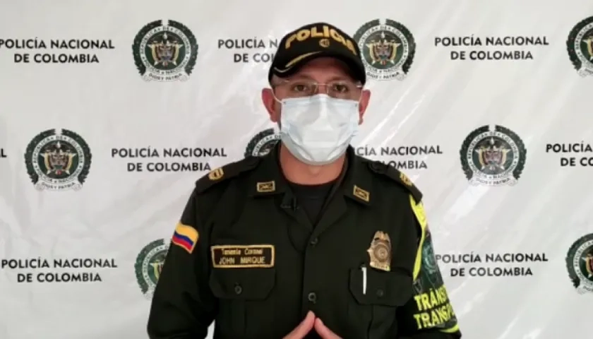 Teniente Coronel John Mirque, jefe de la Seccional de Tránsito y Transporte de la Policía Metropolitana de Barranquilla.