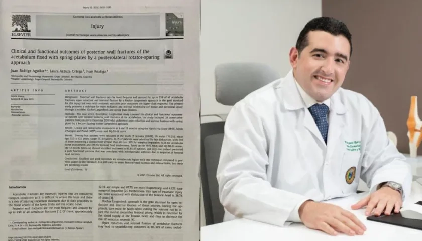 Portada del artículo y el médico Juan Gabriel Reátiga.