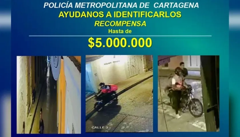 Cartel de la Policía de Cartagena con imágenes de los dos sujetos que pretendían atracar a un turista español