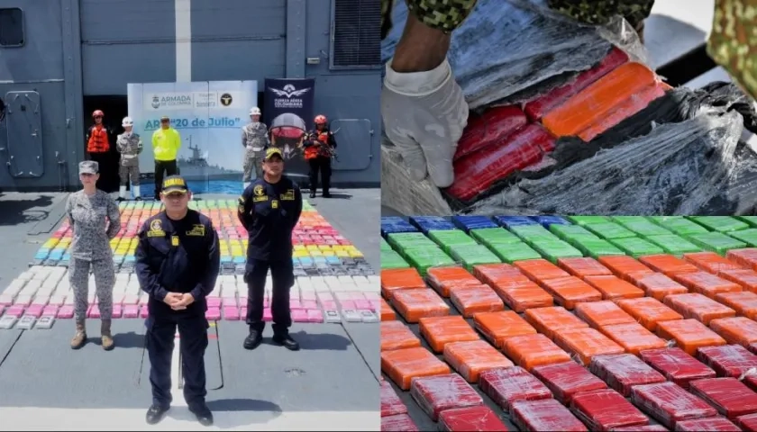 Cocaína incautada por la Armada Nacional. 