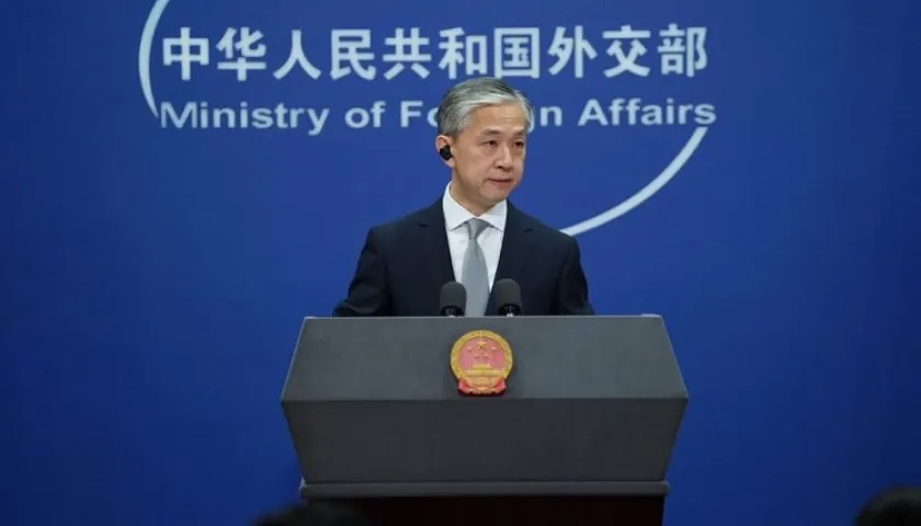 El portavoz de Exteriores chino Wang Wenbin.
