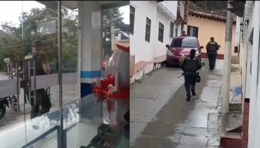 Momentos en que la Policía se enfrenta a bala con los delincuentes. 