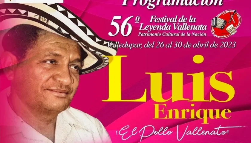 Afiche de la 56 edición del Festival de la Leyenda Vallenata en honor de Luis Enrique Martínez