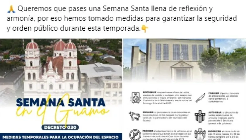 Medidas para Semana Santa en El Guamo