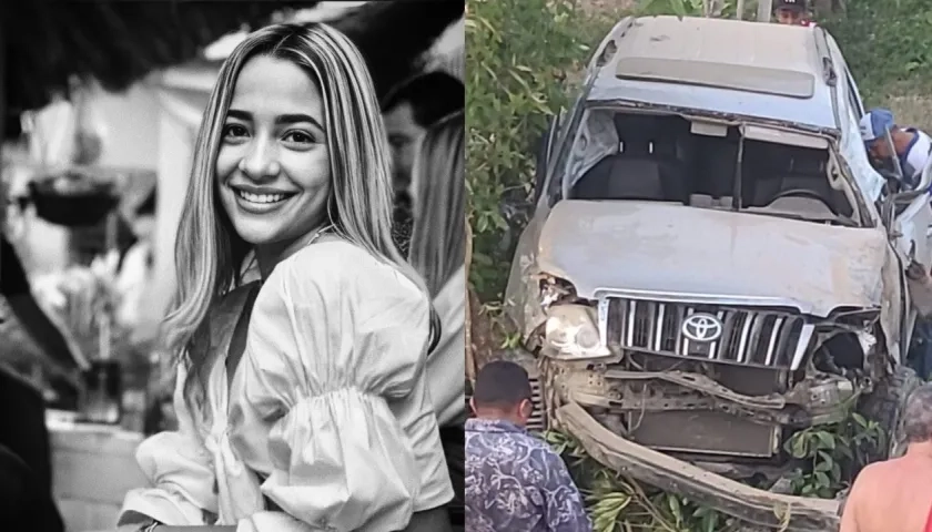 Valeria Hernández, estudiante de medicina que murió en un accidente. En la siguiente foto, la camioneta en la que viajaba