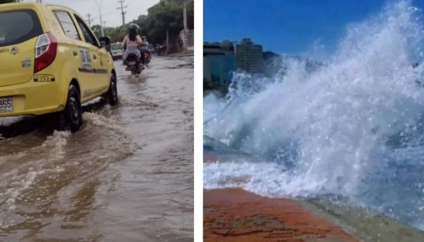 Fuertes lluvias y oleaje en Santa Marta.