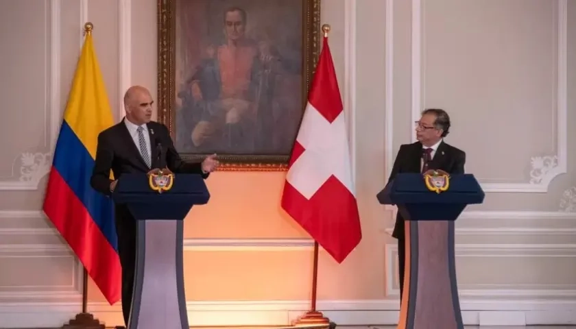 Presidente Gustavo Petro en un diálogo con su homólogo de Suiza, Alain Berset.