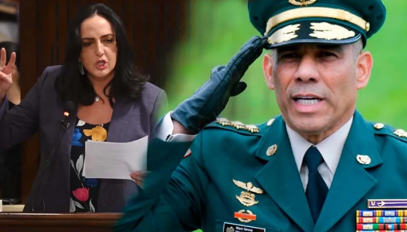 La senadora María Fernanda Cabal y el exgeneral Eduardo Zapateiro, excomandante del Ejército