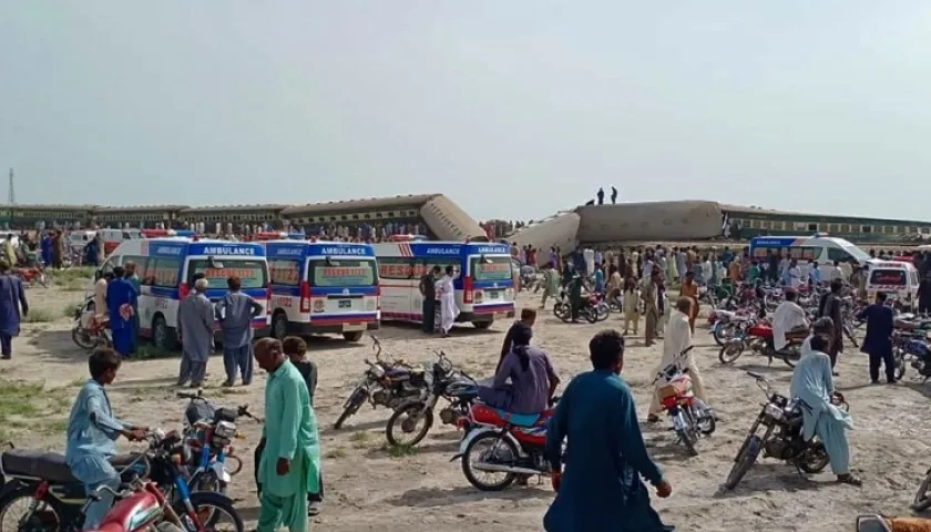 En esta zona de Nawabshah, en la provincia de Sindh, Pakistán, ocurrió el accidente del tren