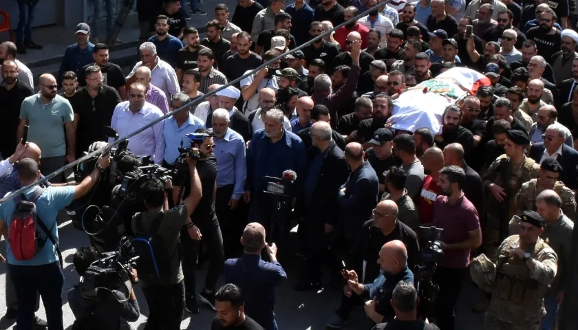 Funeral del periodista de la agencia Reuters Issam Abdulla el pasado 14 de octubre.