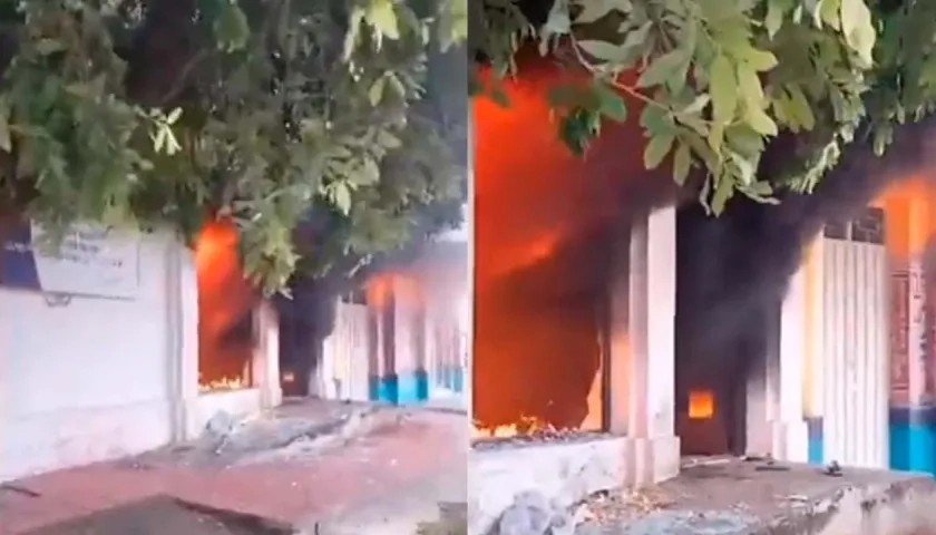 Incendio en la sede de la Registraduría en Gamarra, Cesar.