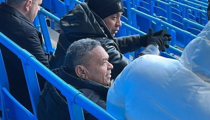 'Mane' Díaz en las tribunas del Etihad Stadium. 