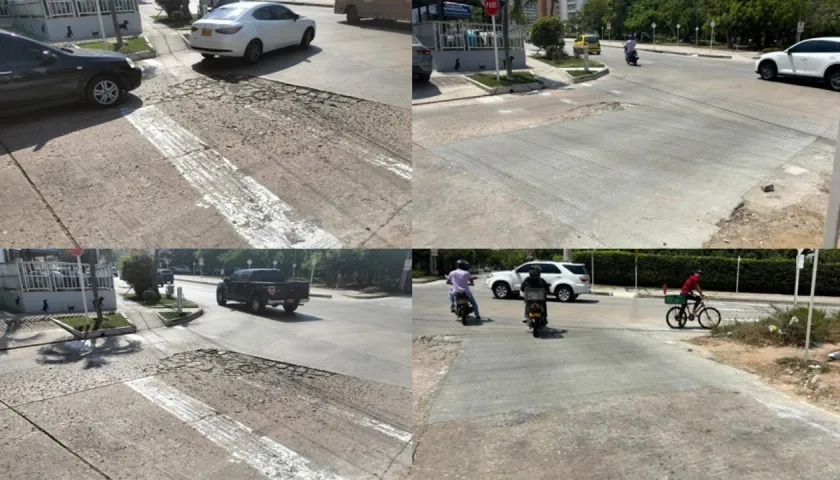La carrera 64 con calle 98, barrio Riomar, antes y después de la 'Operación tapahuecos'
