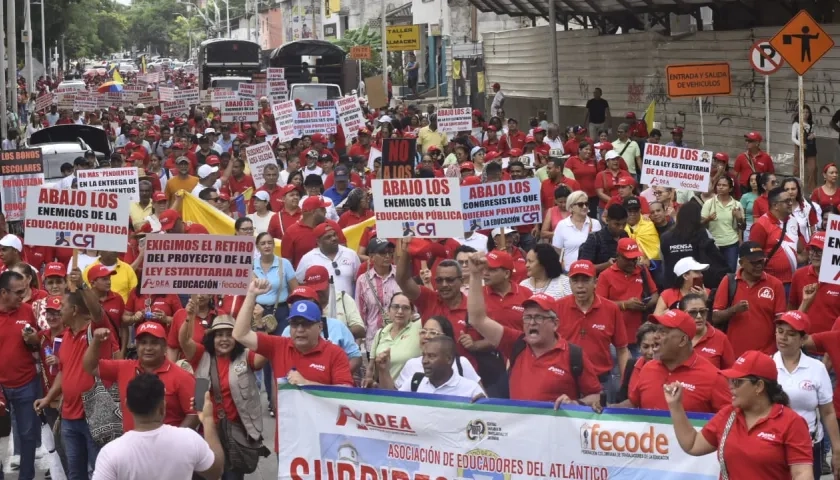 La marcha de Fecode de este miércoles en Barranquilla