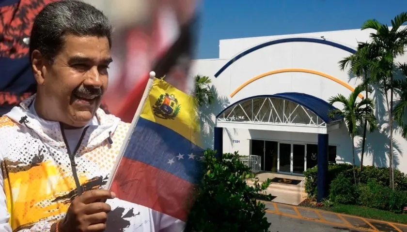 Fachada Venevisión y Nicolás Maduro. 