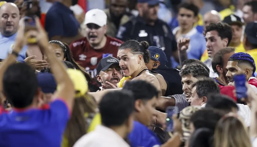 El delantero uruguayo Darwin Núñez, uno de los protagonistas de la pelea con hinchas colombianos.