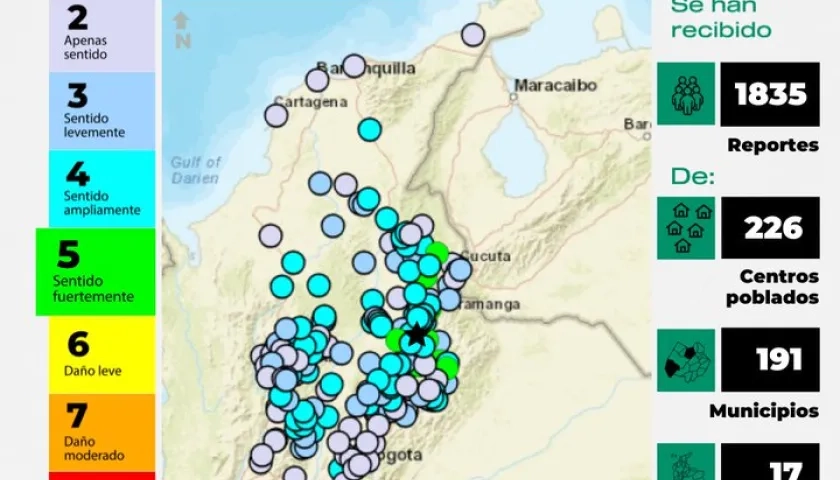 El sismo se sintió levemente en la Región Caribe. 