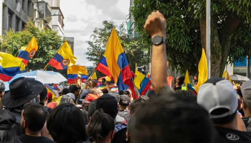 Banderas colombianas en protesta.