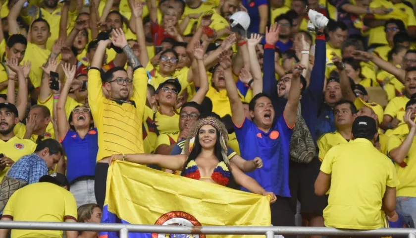 Aficionados en un partido de Eliminatorias de la Selección Colombia en Barranquilla. 