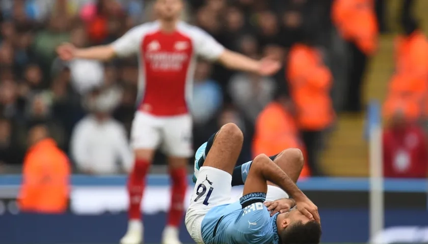 La lesión de Rodri durante el partido con el Arsenal.